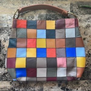 Multicolored Patchwork Leather Hobo Bag